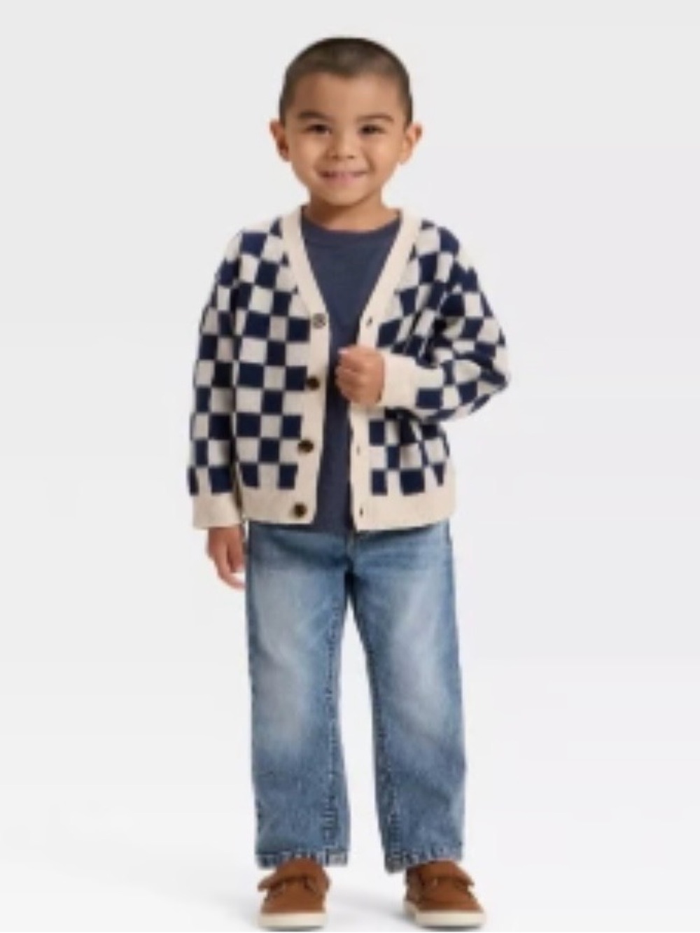 Adorable Checkered Cardigan